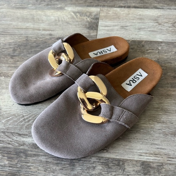 ASOS ASRA Fiscal clogs in mauve suede with chain detail - Size: 38 - Picture 11 of 12